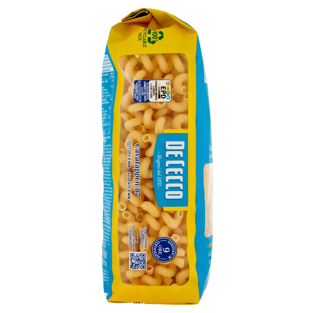36x De Cecco Pasta Cavatappi Nr.87, 100% Italienisch Nudeln 500g pack + Beni Culinari Kostenloser Schlüsselanhänger