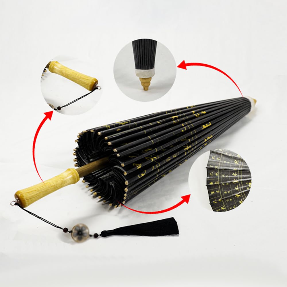 Taoistischer Ölpapierschirm, Praktischer Sonnenschutz Yin-Yang Und Fünf-Elemente-Regenschirm, Handgefertigte Film- Und Fernsehprops,F,120CM
