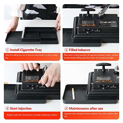 Cigarette Rolling Machine With Rolling Tray, Tobacco Rolling Machine Hand Operation Injector To Rolling Your Own Cigarettes, 100Mm, Regular Tubes, King Size (Black) #TOP1