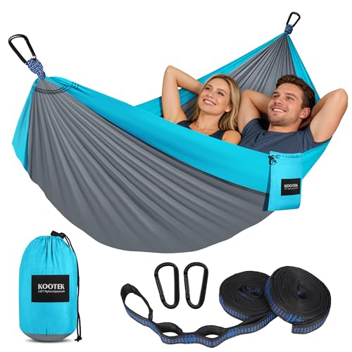 Kootek Camping Hammock 500 lbs Capacity, Portable Hammocks with Tree Straps & Attached Carry Bag, Camping Essentials Gear, Perfect for Outside Indoor Hiking Beach Backpack Travel