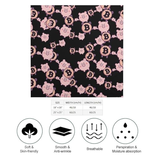 Bitcoin Piggy Banker Head Scarf for Women Like Silk 18" Or 25" Headscarf Printed Bandanas Hair Scarves2