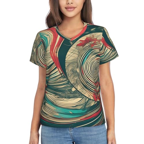 Not All Who Wander are Lost - Camiseta clásica de manga corta para mujer, cuello en V, casual, cómoda, con cuello en V, Negro, L