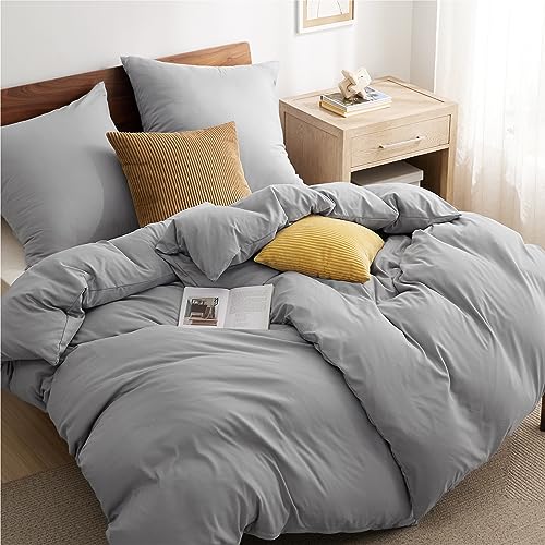 BEDSURE Bettwäsche 135x200 4teilig Grau - 2 Bettbezüge 135x200 cm + 2...