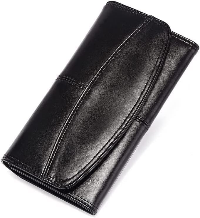 Leather Wallet Leather Women's Wallet Large Capacity Long Purse Clutch Multifunctional Fashion Portable Card Holder Large Capacity (One Color)