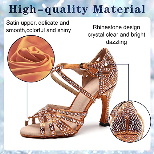 Women's Rhinestone Latin Dance Shoes 3.5 inch Heel Professional Open Toe Ballroom Salsa Social Dance Heels2