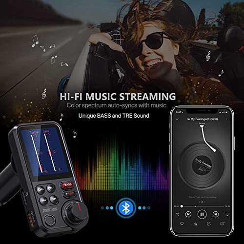 Transmetteur FM Bluetooth 5.0 de voiture anti-interférence avec égaliseur EQ et chargeur USB