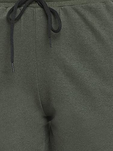 Image of Clovia Women's Regular Women's's Fleece Chic Basic Cuffed Joggers (LB0201P17 Green S)
