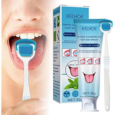 Gel Tongue Cleaner - Tongue Scraper Tongue Cleaning Gel With Brush,Tounge Crapper Cleaning Gel With Brush,Oral Care Removes Oral Odor Fresh Breath Tongue Coating Cleaning Bad Breath Treat-ment Cover