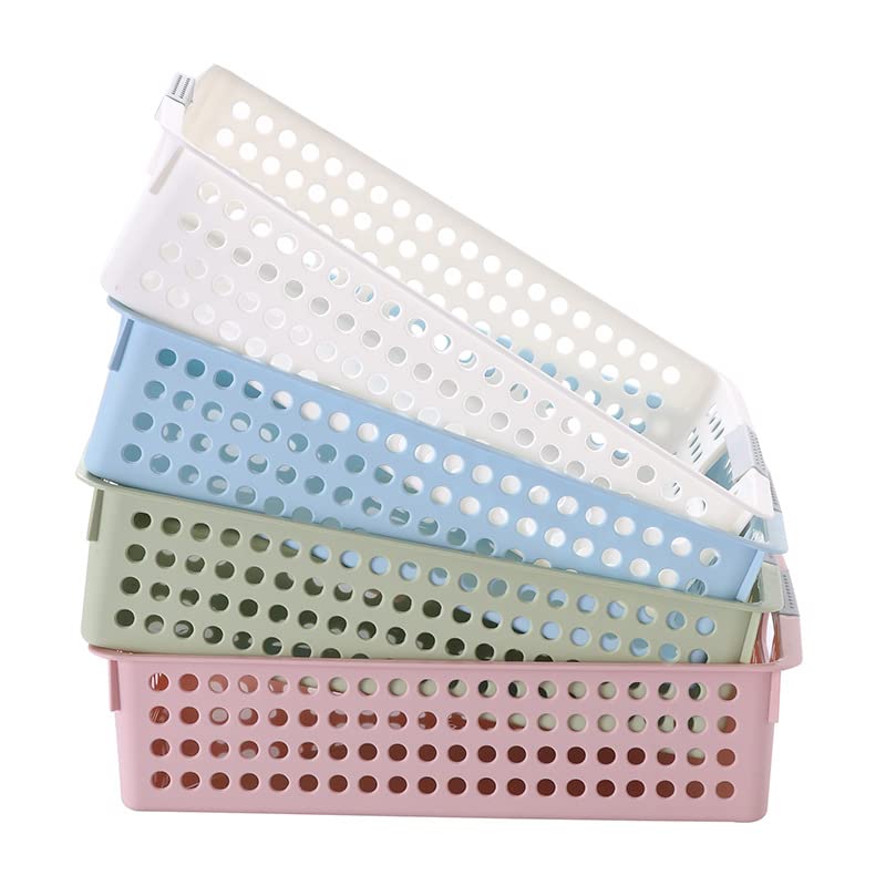 Set Di 4 Cestini Portaoggetti In Plastica - Ideali Per Organizzazione Casa E Ufficio - Foto 4