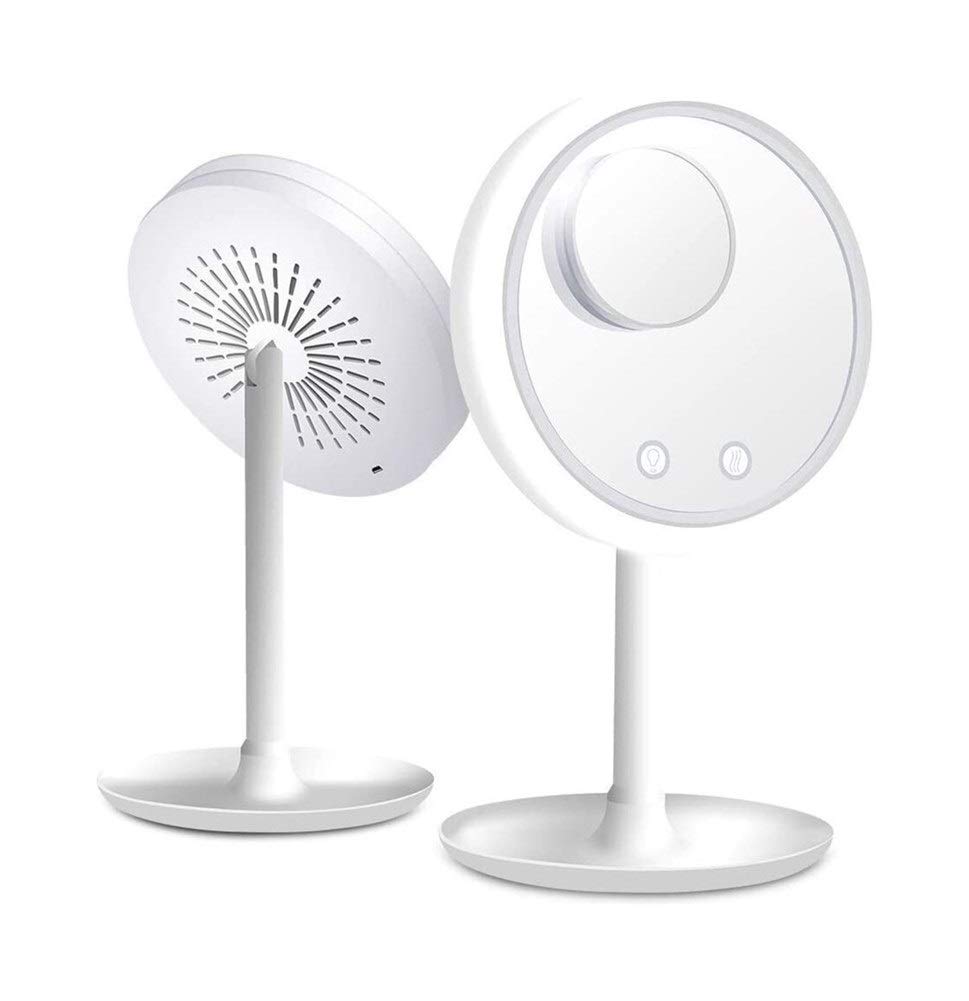 GaRcan Miroirs de Maquillage miroirs de Maquillage muraux 5X LED Miroir de vanité à lumière Variable Multifonctionnel 3-en-1 avec Ventilateur Miroir de Maquillage