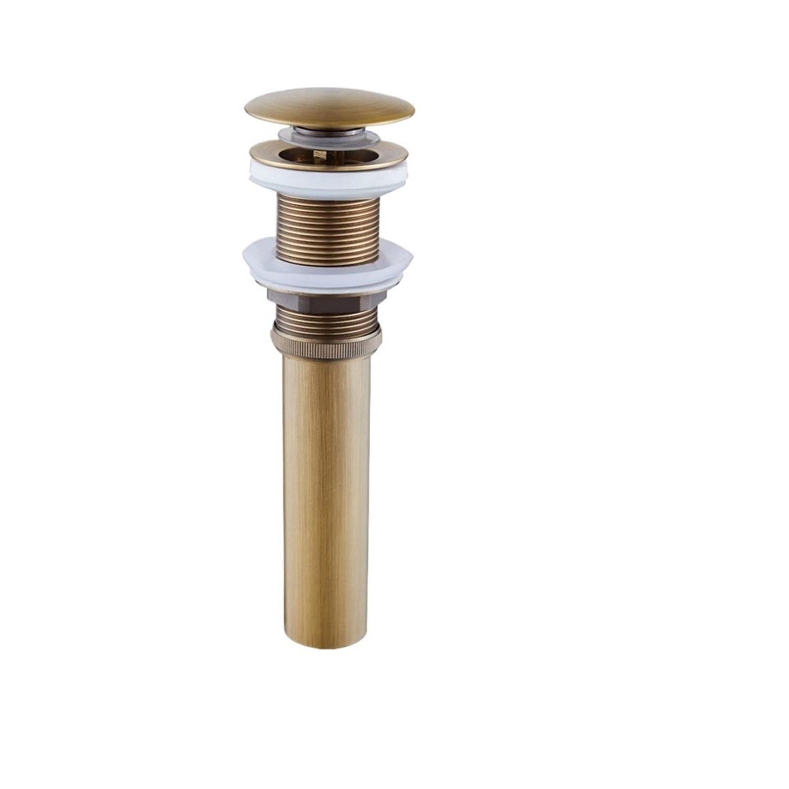 1 pezzo di tappo di scarico for lavandino pop-up in ottone con finitura dorata con foro di troppopieno, accessorio for il bagno con tappo for lavabo a sifone(Gold no overflow)