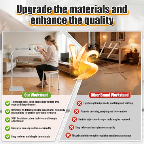 Upgraded Adjustable Metal Workstand for Lowery, with Side Clamp & Rotation, Compatible with Q-Snap, Heavy-Duty Needlepoint Stand by JYPGQRT - Image 4