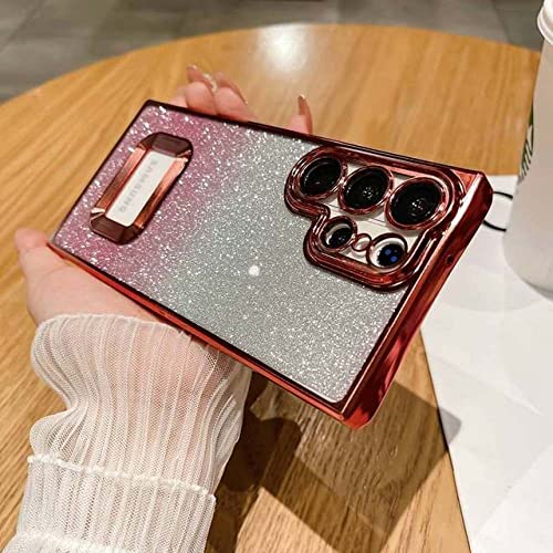Coque Samsung Galaxy S23 Ultra rouge à paillettes dégradées en silicone souple