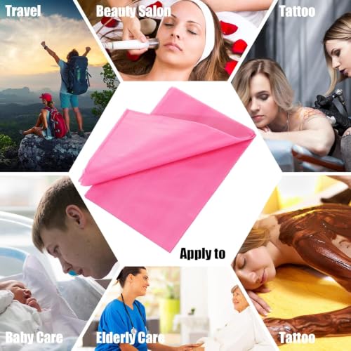 Image of Gypsy 20 Pcs Non-Woven Disposable Bedsheet | 32 x 72 Inc - Pink | Massage Table, Salon, Spa, Parlour, Clinics,Travel, Hospital & Hotels | Thick Breathable,Waterproof & Oilproof Bed Cover