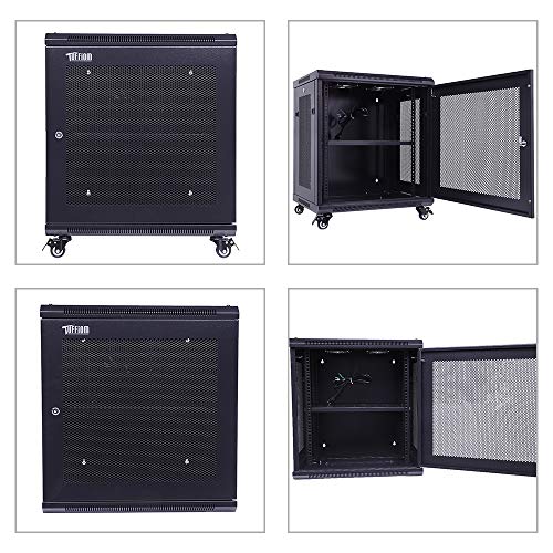 TUFFIOM 12U Casters Network Enclosure, 19 Inch Consumer Series Server Equipment Rack, Computer Date IT Network Cabinet Include 3 Side Panel Locks, Cooling Fan, No Assembly Required - Thumbnail 5