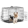 Piskyet 24 Inch Double Door Small Dog Crate with Divider Panel and Leak Proof Pan Tray Folding Metal Wire Pet Kennel for IndoorAntigue Color