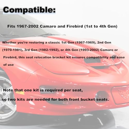 1967-2002 Camaro/Firebird Seat Relocation Brackets Kit - 1.5-2-2.5" Extension, Heavy-Duty Steel, Universal Fit by Cxewreu - Image 4