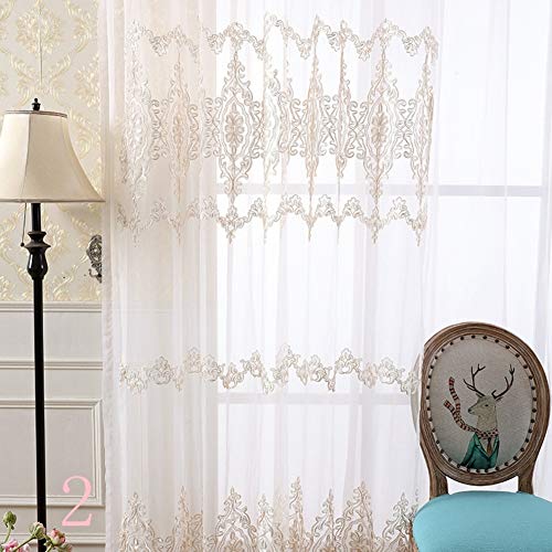 Rideaux transparents de salon et voilage blanc souillé en tulle brodé curry 250 * 270cm - 3