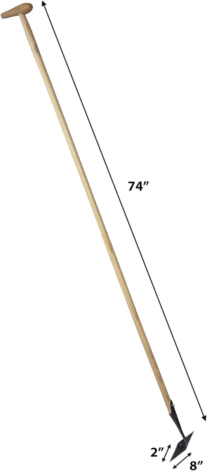 Dewit Diamond Hoe with P-Grip Handle-Long Handle Garden Hoe with Forged Steel Diamond Head – 4 Sharp Edges – Weed Without Bending – Push & Pull Action - Head: 2" L x 8" W; Total 74" L; 3.5lbs