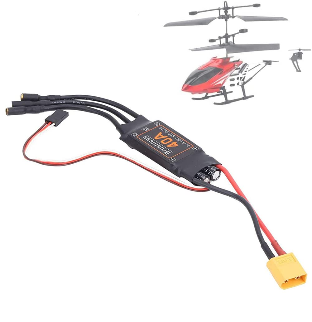 Ezweiji Borstelloze regelaar, 40 A borstelloze elektrische toerentalregelaar met onderspanningsbeveiliging, 5 V/3 A BEC-uitgang, duurzaam en duurzaam, voor RC-drone, vliegtuig, helikopter, upgrade onderdelen