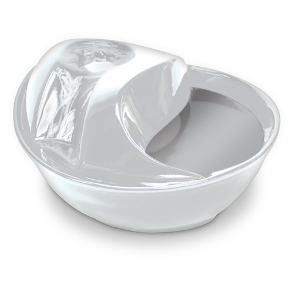 Pioneer Pet Raindrop Ceramic Drinking Fountain for Pets, White