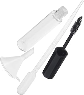 3 recipientes de rímel con tapas, mini embudo...