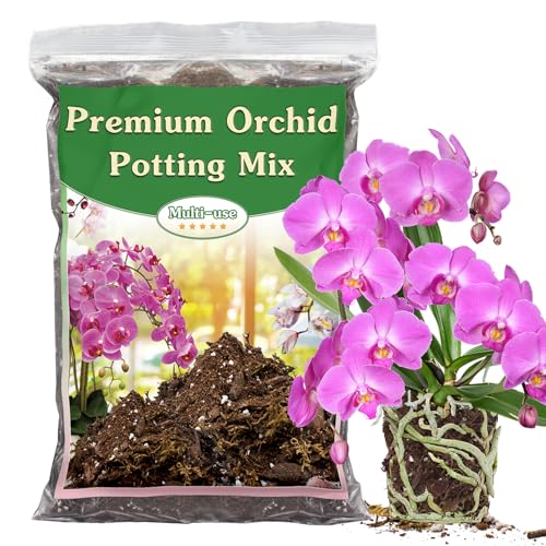 Orchid Potting Mix,1 Quart Premium Orchid Potting Mix for Repotting with Dried Forest Moss Perlite Stone Coco Peat and Pine Bark, Well-draining Orchid Bark Potting Mix