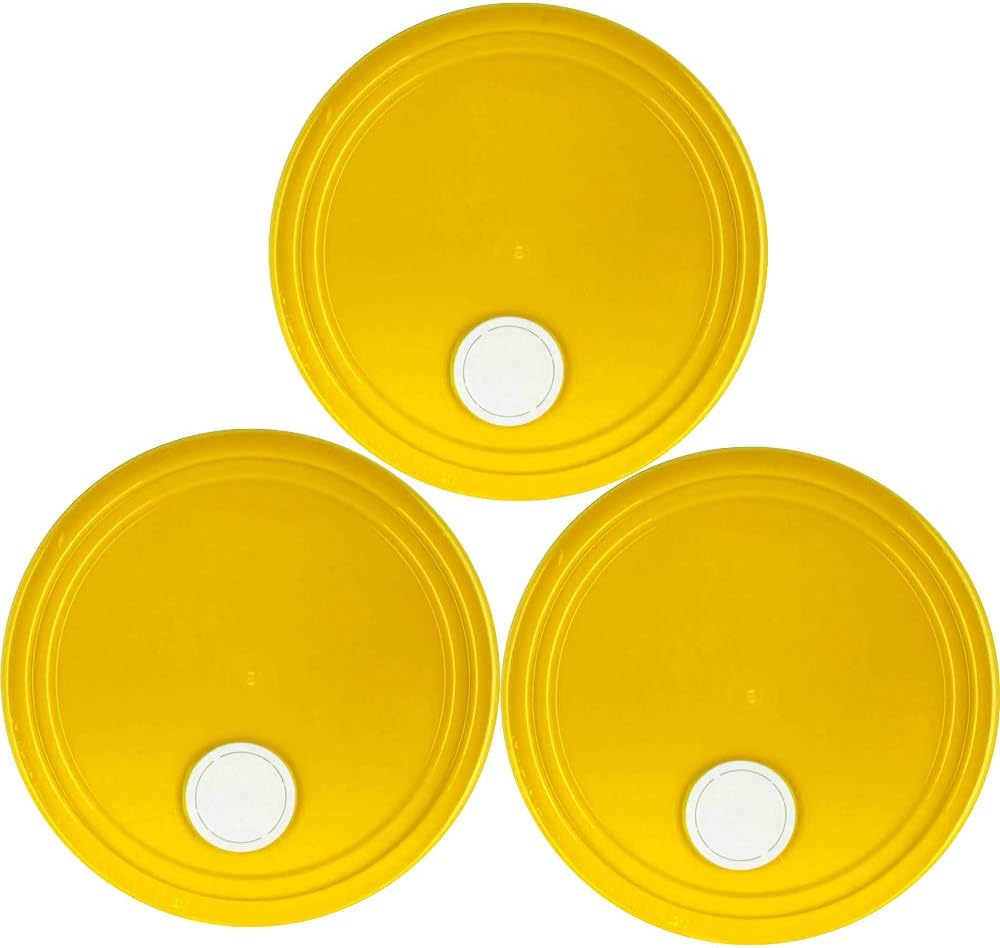 Yellow Plastic Rieke Spout Lid For 3-6 Gallon Plastic Buckets-3 Pack