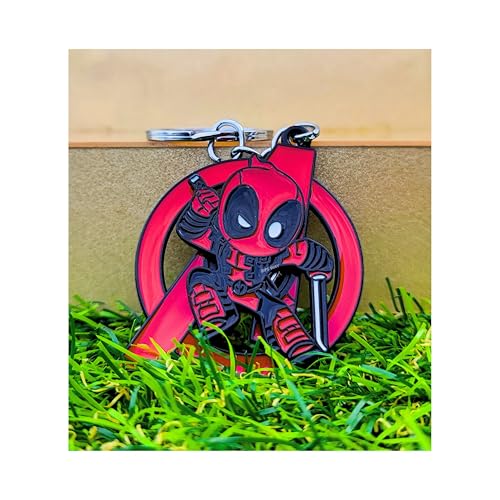 Image of Marvel Keychain deadpool keychain rotating spinning Avengers Keychains metal | Avenger Keychain marvel | avengers keyChain Avengers trend | marvel key chain | KEYCHAIN FOR MEN BIKE