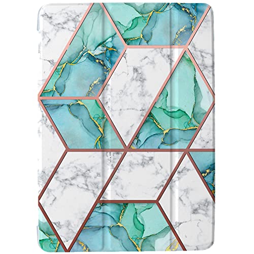 Image of DuraSafe Cases for iPad 7.9 Inch Mini 5th Gen [ Mini 5 2019 ] A2133 A2124 A2126 MUQY2HN /A MUQW2HN /A MUQX2HN /A MUU52HN /A Smart Adjustable Stand Feature Printed Sleek Design Flip Case - Marble Green