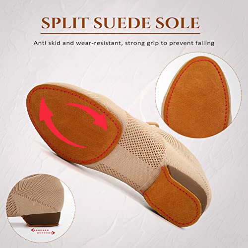 Ykxlm Women Standard Practice Social Dance Sneaker Beginner Dance Practice Shoes For Women Low Heel Ballroom,Beige,1" Heel,7 Us #TOP2