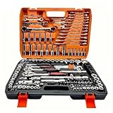 TLVBFPG Stoßdämpfer Werkzeug Demontage Werkzeug Set 151/46-teiliger Kfz-Werkzeugsatz | Ratschen-Drehmomentschlüssel, Ultra-tragbar für Auto-/Fahrrad-/Motorradreparatur(151PCS Suite)