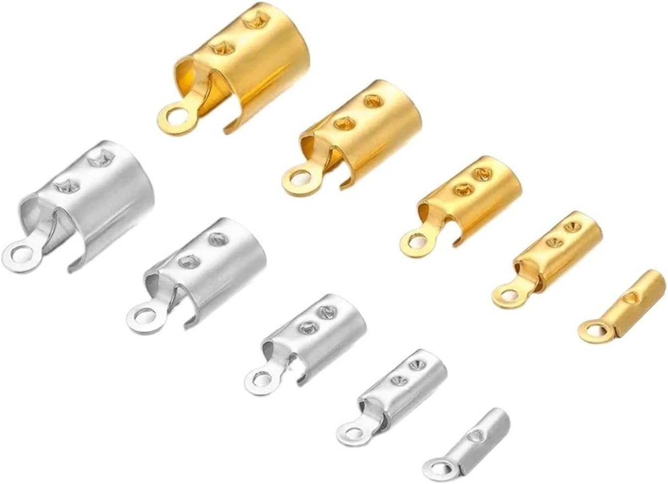Fold Over Cord Ends 600pcs Crimp End Beads Caps for DIY Necklace Chains Findings Bracelet Supplies for Jewelry Making(Gold 3)