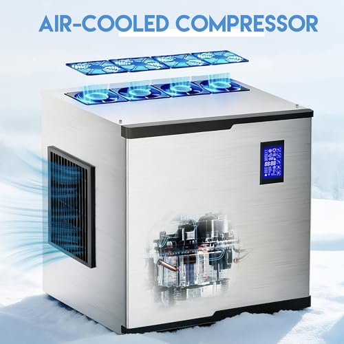 Image of Coolake Commercial Ice Maker Machine 450lbs /24h, Industrial Ice Machine with 350 lbs Storage, Self-Cleaning LCD Panel Stainless Steel Freestanding Ice Maker for Party Bar Office Business, ETL Approval