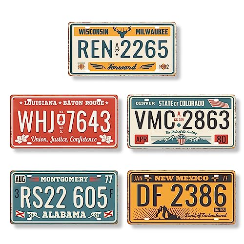 Lezalic ブリキ 看板 ナンバー プレート ガレージ アメリカン レトロ インテリア 雑貨 壁飾り アンティーク ヴィンテージ風 (ナンバープレート)のサムネイル