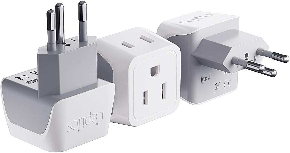 3-Pack Switzerland Travel Adapter Plug – Type J Outlet For Swiss Sockets