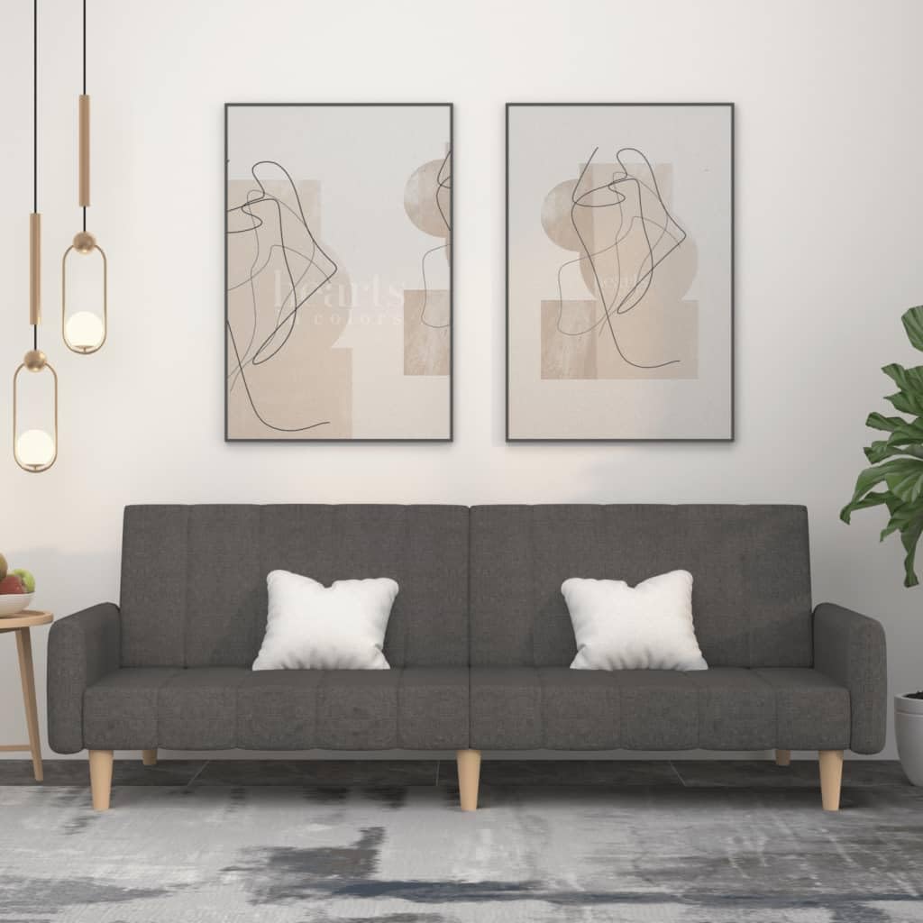 Schlafsofa 2-Sitzer, Dunkelgrau Stoff, Verstellbare Rückenlehne, Platzsparendes Design für Wohnzimmer, Gästezimmer, 220x84.5x69 cm