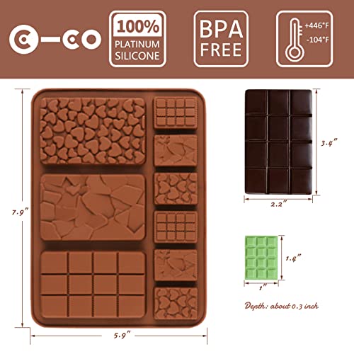 C-Co Food Grade Break-Apart Chocolate Molds, Set Of 4 Packs Non-Stick Silicone Protein And Energy Bar Molds #TOP1