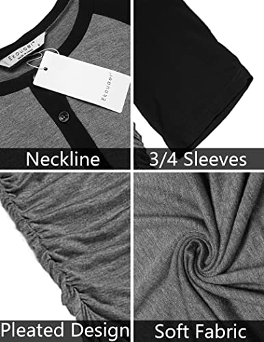 Ekouaer Women's 3/4Sleeve Plus Maternity Nursing Tops Button Up Breastfeeding T-Shirt (Black Xxl) #TOP4