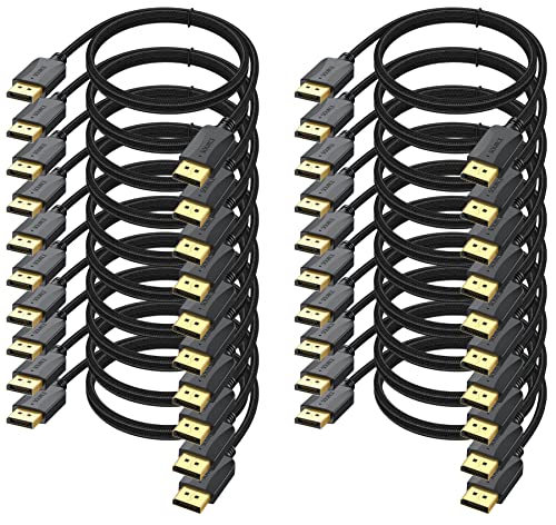 Cable DisplayPort 4K paquete de 20 unidades de 6 pies delgado y trenzado para monitor