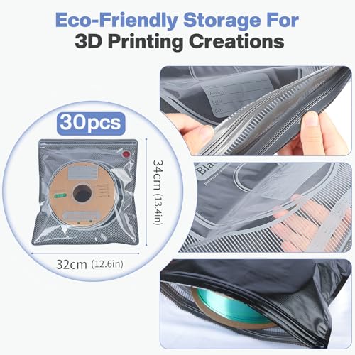 Vacbird 3D Filament Aufbewahrung Vakuum Kit, 30er Schwarz Vakuumbeutel mit USB-Pumpe(30 * 34cm), Vacuum Storage Schutz Filament von Feuchtigkeit