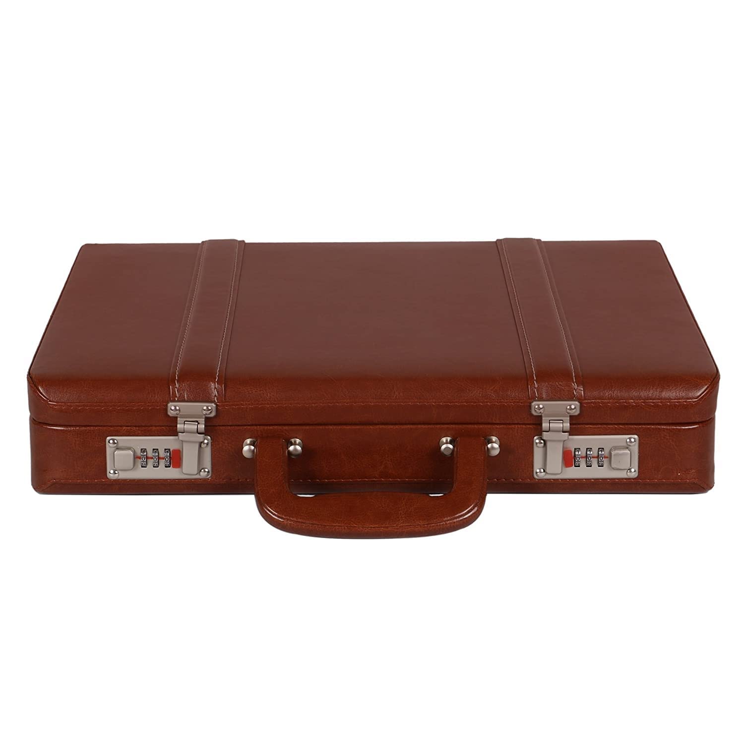 Bag JackCanopus Handcrafted Natural Vegan Leather Men Office Briefcase For Travelling Storage Attache Laptop Sizes Compatible 15/17 Inches Vintage Suitcase Handle Number Lock 2 Year Warrenty