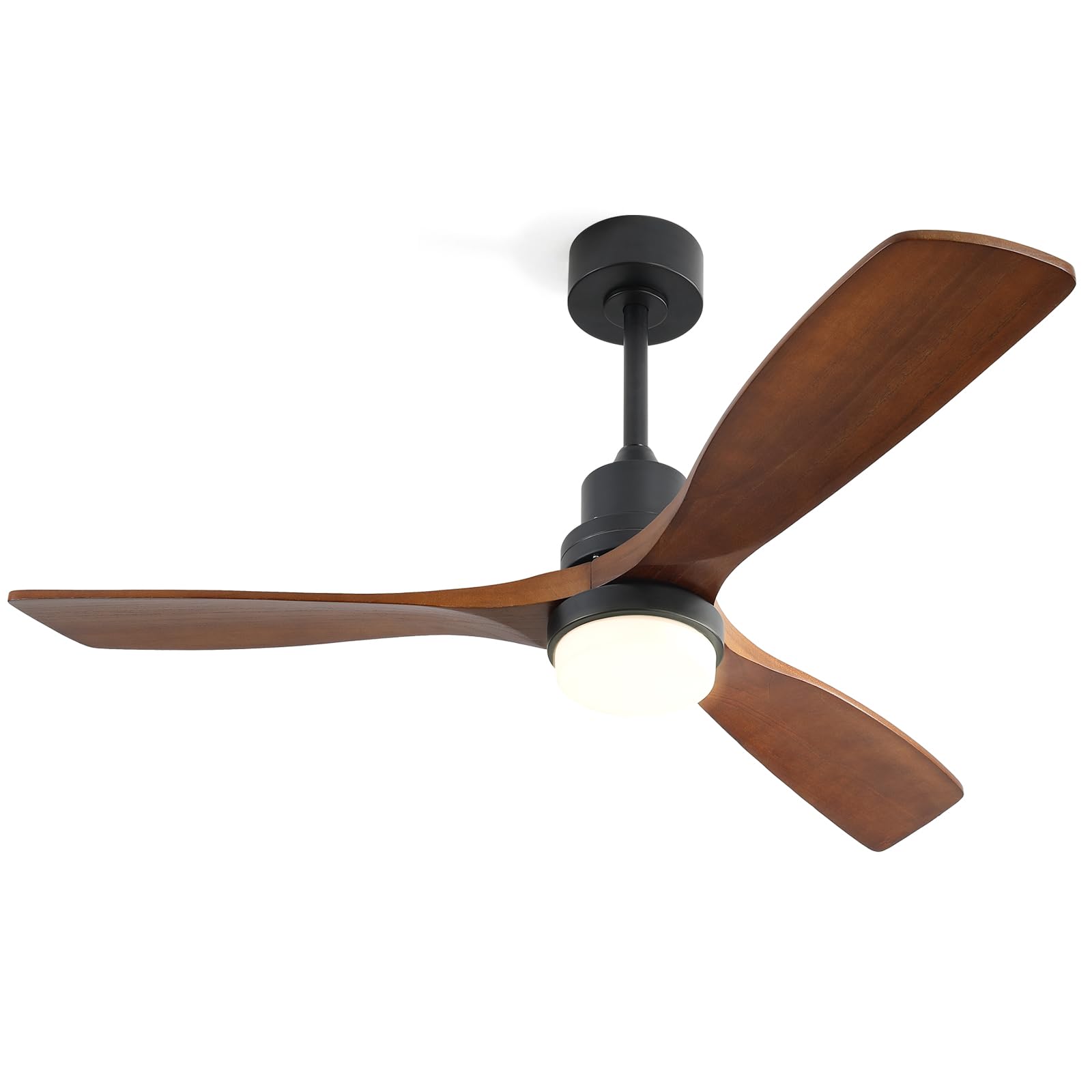 CACI Mall 52" Wood Ceiling Fan with Lights,Remote Control, Outdoor Ceiling Fan with 3 Blades, 35w Quiet Reversible DC Motor 18w Dimmable LED 5032 CFM for Living Room, Bedroom, Patio, Porch, Walnut