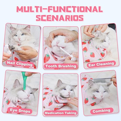 Image of Supet Cat Wrap for Cutting Nails, 2025 Self-Adherent Cat Grooming Wrap, Anti-Escape Calming for Medicine, Nail Clipping, Teeth Brushing, Ear Cleaning