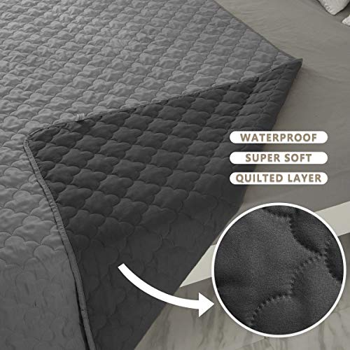 Spxtex Dog Bed Cover Washable Couch Cover Non-Slip Sofa Cover Furniture Protector Cover Reusable Incontinence Bed Underpads For Pets Kids Children Dog Cat 68"X82" Dark Grey+Grey #TOP3