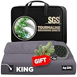 Luxury Tourmaline Grounding Sheets King 20% Silver Fiber, 76% Tourmaline Cotton, 4% Silk, SGS Quality Certified Grounded Well Bed Sheet - Conductive Earth Fitted Sheet for Better Sleep, Grey