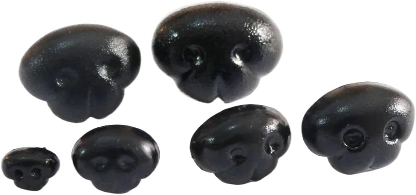 60pcs Black Animal Nose Plastic Safety Noses for Dolls with Hard Washer