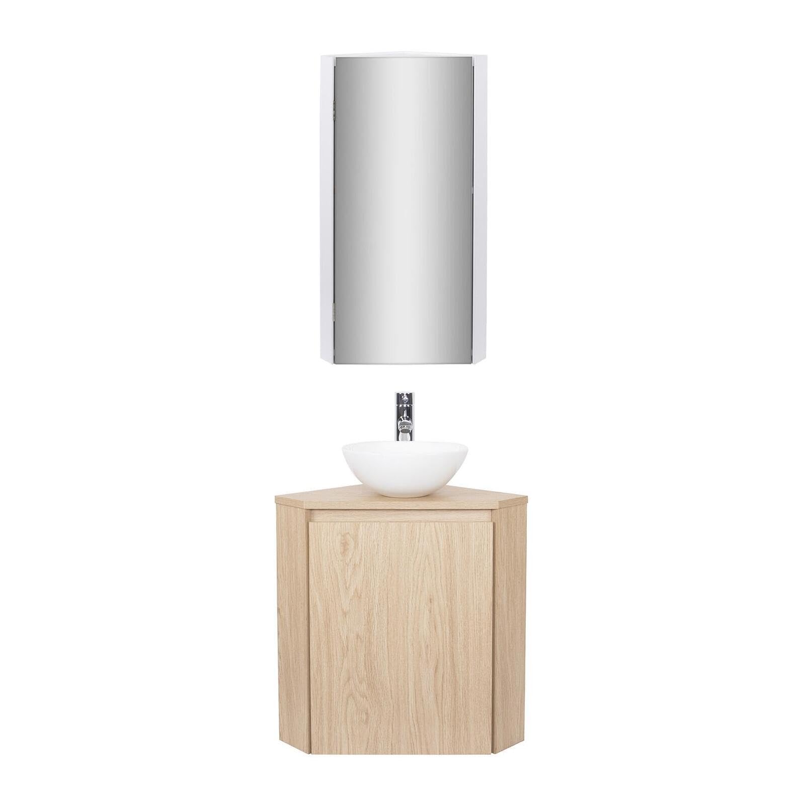 MOB-IN Meuble Lave-Mains d'angle Sorrento + Vasque + Robinet + Armoire
