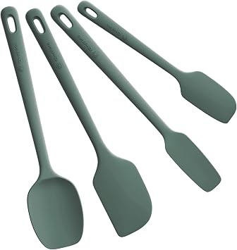 ChefAide 4 Pieces Silicone Spatula Set, Food Grade Rubber Spatula, Upgrade Strong Handle with Ergonomic Grip, Heat Resistant for Nonstick Cookware, Cooking