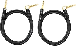 Audio2000's C26006P2 Microphone Cable (2-Pack), Copper Shield Balanced Cable, 1/4" TRS Right Angle to TRS Connector, 6 Feet Length, Gold Platted Connector, Flexible Ultra Soft Rubber Jacket
